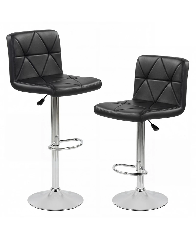 Slickblue Adjustable Height Bar Stools Set of 2 with Swivel and Back Support