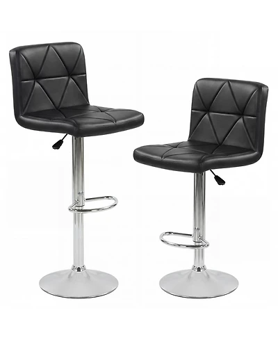 Slickblue Adjustable Height Bar Stools Set of 2 with Swivel and Back Support
