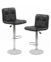 Slickblue Adjustable Height Bar Stools Set of 2 with Swivel and Back Support