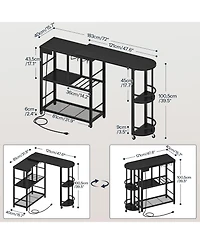 Slickblue 3 Tier L-Shaped Bar Table with Power Outlet Charging Station for Corner Use