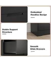 homfan 5 Drawer Dresser for Bedroom, Chest of Drawers with Embedded Handles, Wooden Organizer Living Room, Nursery, Hallway and Entryway