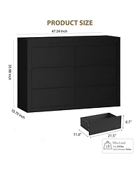 homfan 6 Drawer Dresser, 47 Inch Wood Chest with Anti Tipping Device for Bedroom or Living Room