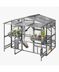 Streamdale Furniture Large Outdoor Catio for 6-10 Cats with Weatherproof Roof and 6 Platforms
