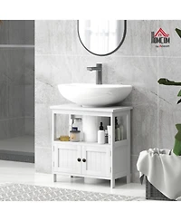 Midola Pedestal Sink Storage Cabinet, Bathroom Under Sink Cabinet with 2 Doors and Open Shelf, Bathroom Vanity