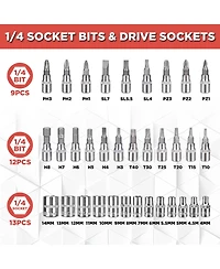 Xdovet 1/4inch Drive Socket Set Ratchet Wrench Metric Bits Extension Bar Case