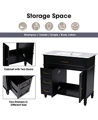 Phying 36 Inch Bathroom Vanity with Sink Freestanding Bathroom Storage Cabinet Modern Single Package Bathroom Vanity Cabinet for Home Bathroom Decor