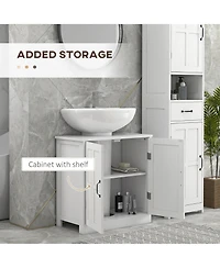 Midola Bathroom Sink Cabinet, Pedestal Sink Cabinet with Adjustable Interior Shelf, U-Shaped Cutout for Bathroom