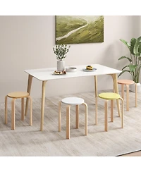 Gymax 4 Piece Bentwood Stackable Backless Stools Stacking Wood Stool with Round Tops