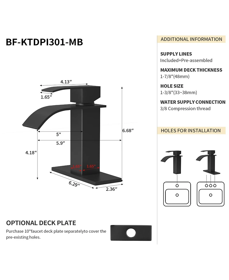 Busdays Bothwa Home 6 Inch Cupc Certified Harlow Single Handle Bathroom Sink Faucet