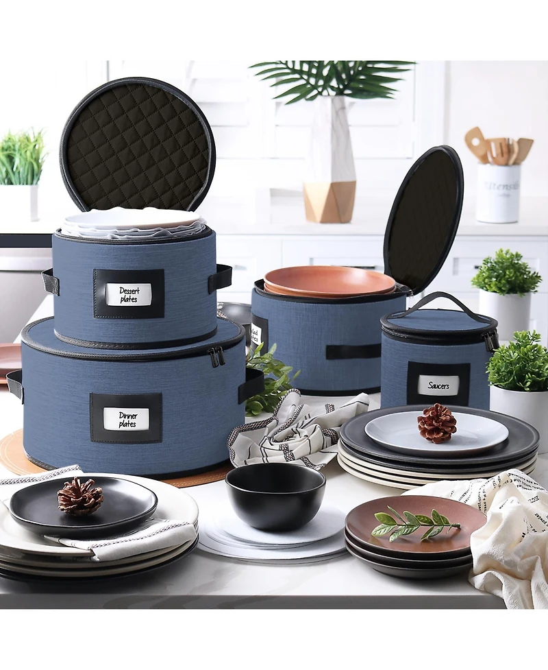 StorageBud Fine China Storage Containers Hard Shell, 4 Piece Dish Storage Containers