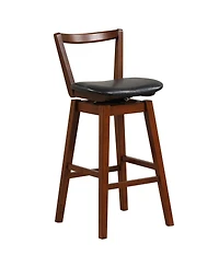 Gymax 30.5'' Upholstered Pu Leather Hollow Backrest Swivel Bar Height Bar Stool