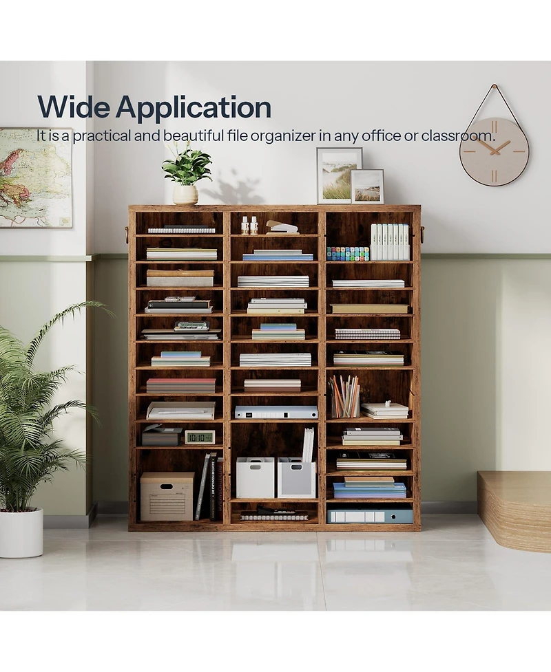 Slickblue Wooden Literature Organizer with 36 Compartments for Files and Documents