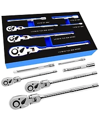 Xdovet Flex Head Ratchet Set 1/4 3/8 1/2 Drive 72-Tooth Swivel Quick-Release Extension Eva Case