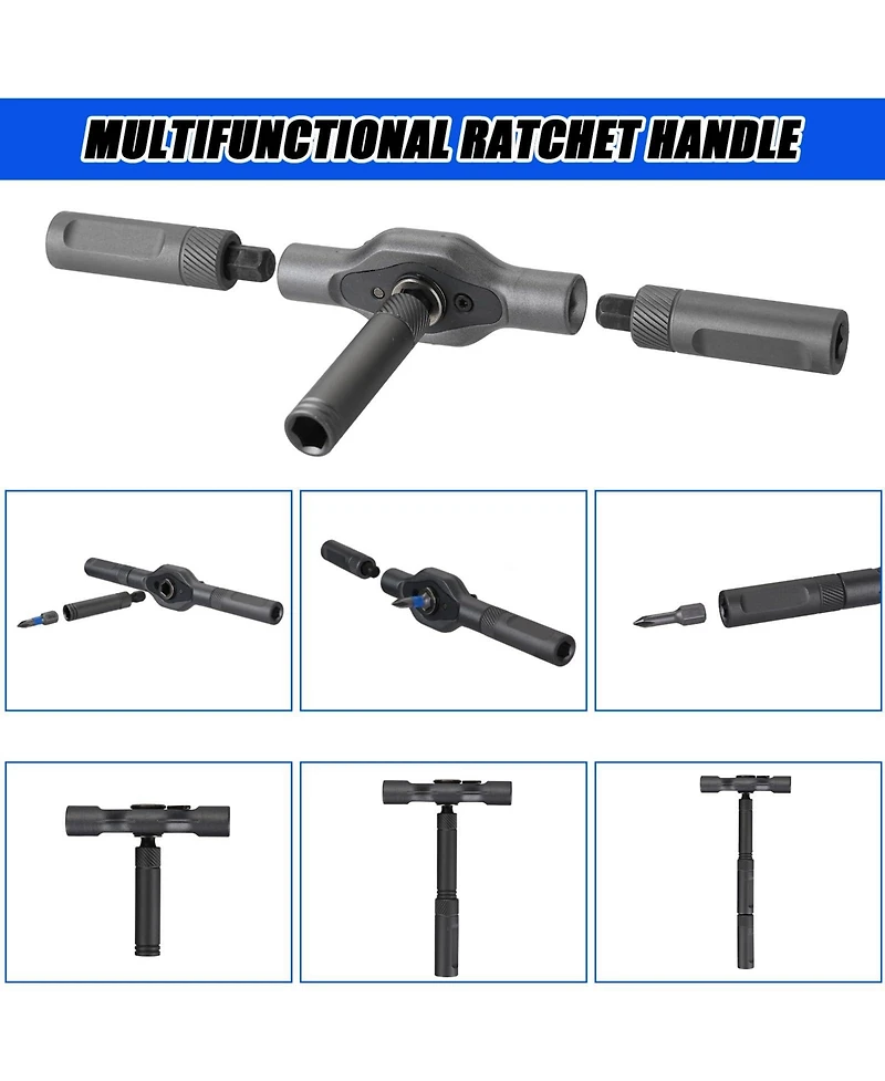 Xdovet 24 in 1 Ratcheting T-handle Multi-bit Repair Tool Kit
