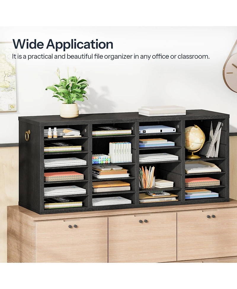 Slickblue 24-Compartment Wooden Document Sorter for Desk and Office Organization