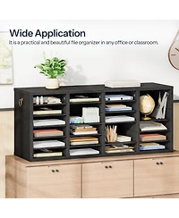 Slickblue 24-Compartment Wooden Document Sorter for Desk and Office Organization