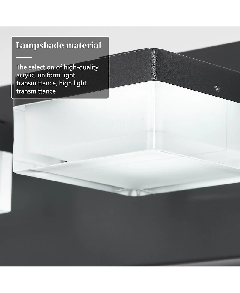 Midola Modern Led Vanity Light for Bathroom Transparent Acrylic Matt Black 3 Light Over Mirror Vanity Light