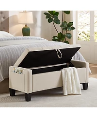 sumyeg Storage Ottoman Bench with Safety Hinge and Upholstered Seating for Bedroom or Entryway