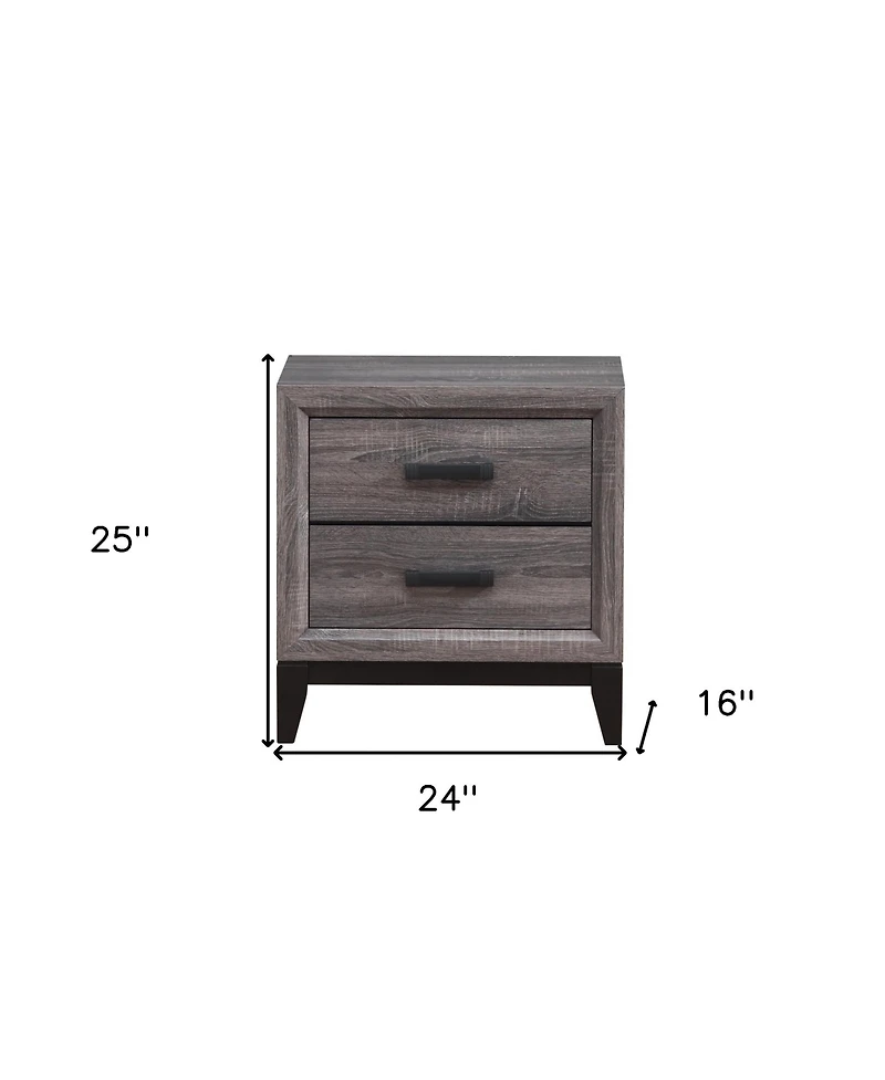 HomeRoots 25" Wood Two Drawer Nightstand