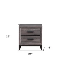 HomeRoots 25" Wood Two Drawer Nightstand