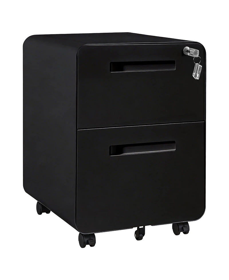 gaomon Metal Mobile File Cabinet with Lock, 2 Drawer Vertical Rolling Filing Cabinet, Under Desk Storage for Home Office Study Room