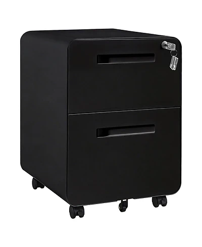 gaomon Metal Mobile File Cabinet with Lock, 2 Drawer Vertical Rolling Filing Cabinet, Under Desk Storage for Home Office Study Room