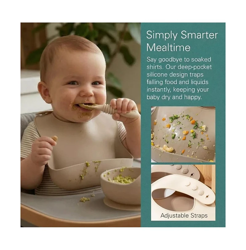 Sperric Silicone Baby Feeding Set, Suction Bowls with Lids and Spoons, Waterproof Bibs, Stacking Teether Toys, Bpa Free