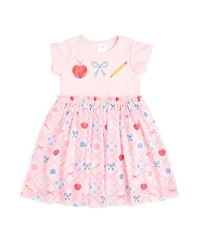 Sweet Wink Toddler Girls Back To School Trellis Short Sleeve Tutu Dress