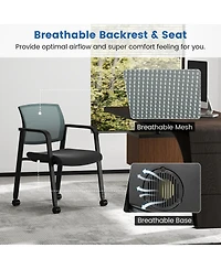 Gymax Piece Conference Chairs Stackable Office Guest Mesh Chair Waiting Room Wheels