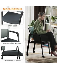 Gymax Piece Conference Chairs Stackable Office Guest Mesh Chair Waiting Room Wheels