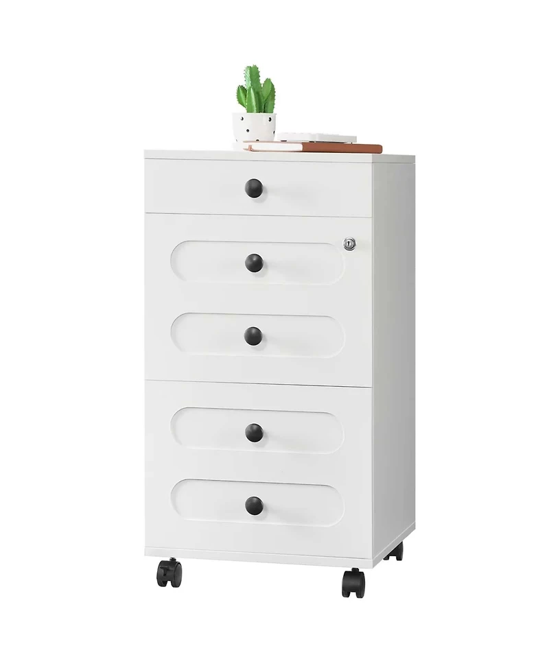 Slickblue Rolling File Cabinet with 3 Drawers and Lock for Letter Size Files