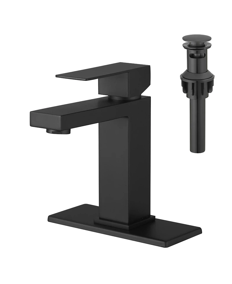 Midola Sink Faucet With Deck Plate Waterfall with Pop Up Drain and Supply Lines Bathroom Faucets for Sink 1 Hole One Handle Faucets Vanity Bath
