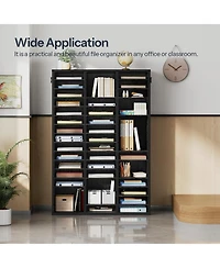 Slickblue Wooden File Organizer with 48 Compartments and Adjustable Shelving