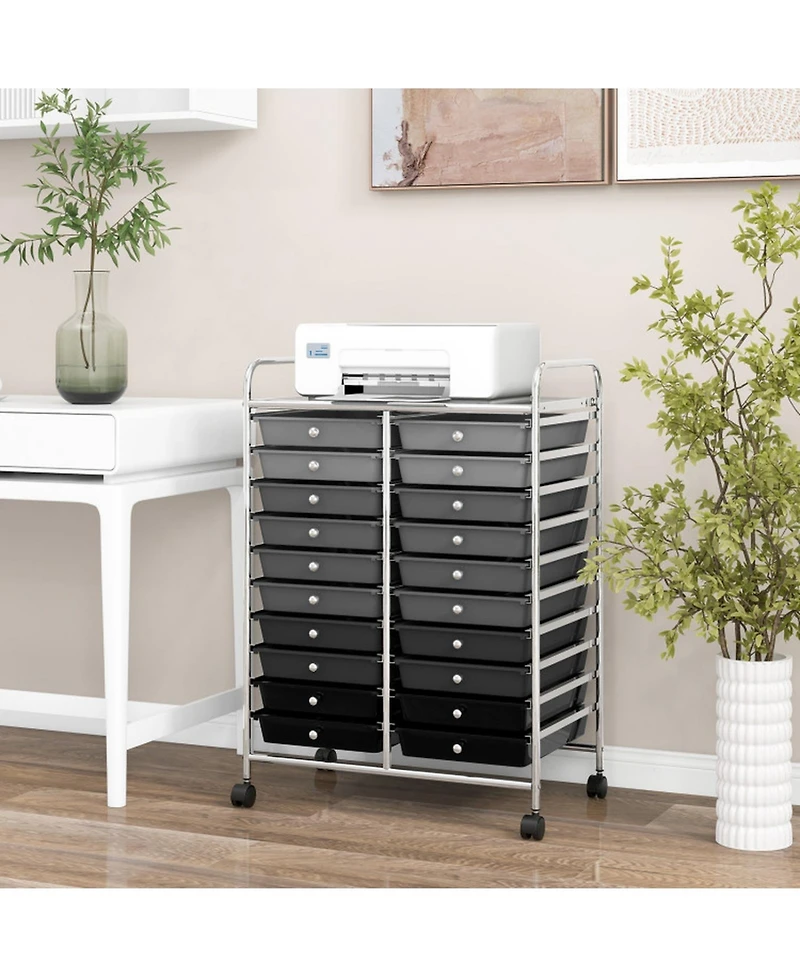 Gouun 20-Drawer Rolling Storage Cart Studio Organizer