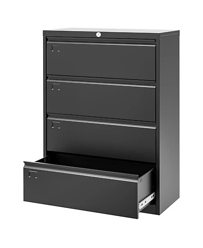 homfan 4-Drawer Lateral File Cabinet Heavy Duty Steel Filing Storage for Office and Home Lockable, Fits Legal/Letter/A4 Documents