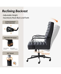 Hulala Home Anagrace Martha Modern Industrial Simple Assemble Faux Leather Swivel Tilting Office Chair with High Back