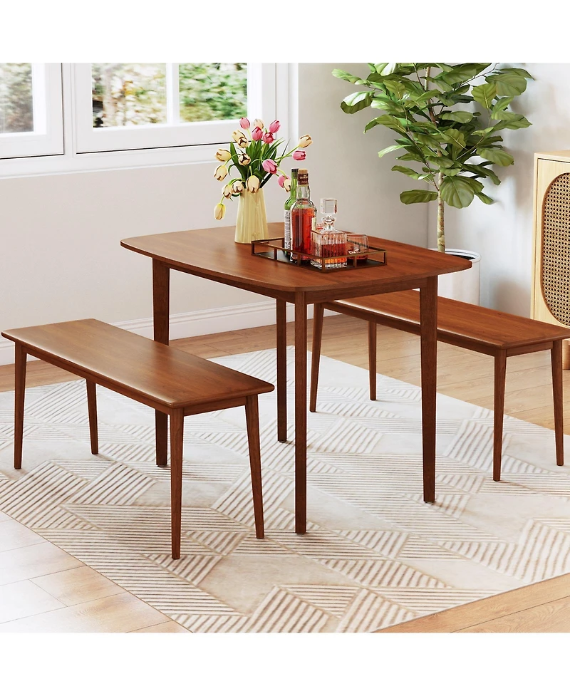 Gymax 43 Inch Rectangular Wooden Dining Table for 2 to 4 People with Rubber Wood Legs