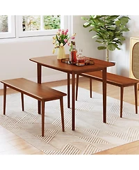 Gymax 43 Inch Rectangular Wooden Dining Table for 2 to 4 People with Rubber Wood Legs