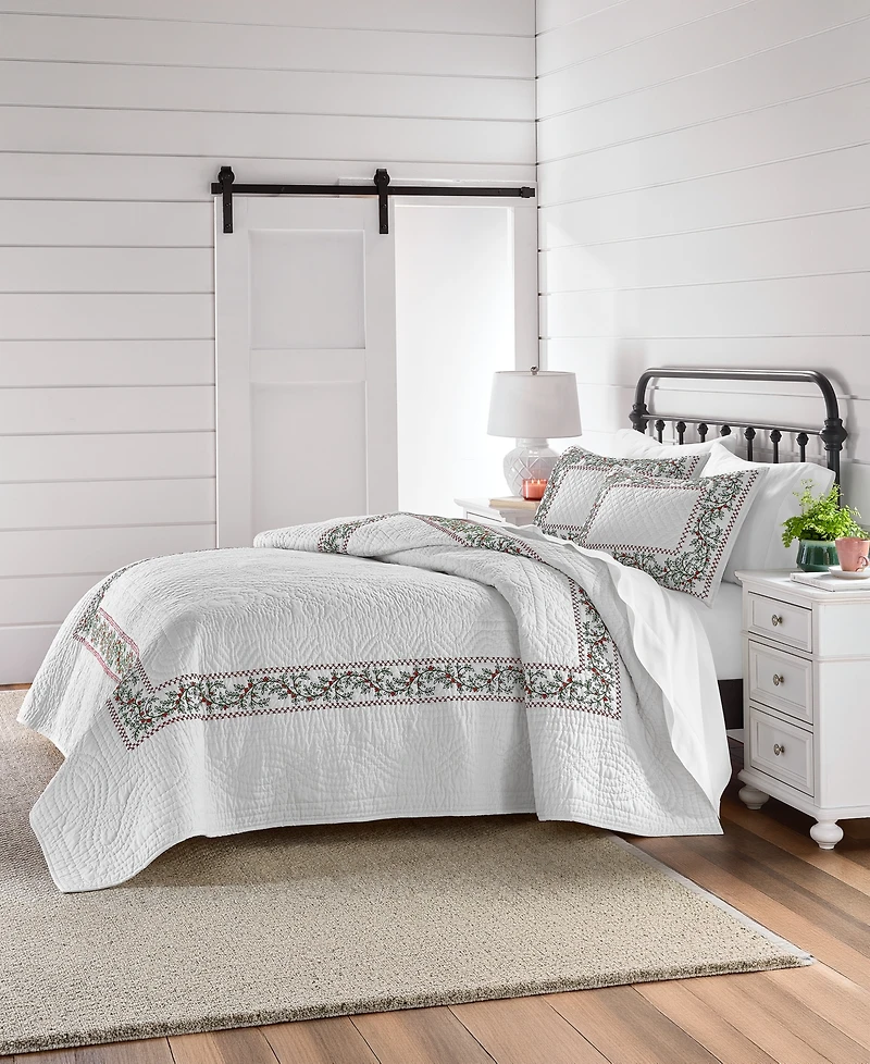 Charter Club Festive Frame Quilted 3-Piece Quilt Set, Full/Queen, Macy's Exclusive