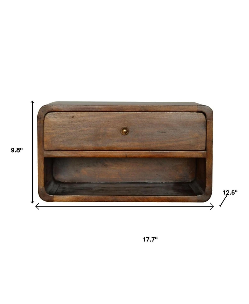 HomeRoots 18" Chestnut Solid Wood One Drawer Floating Nightstand