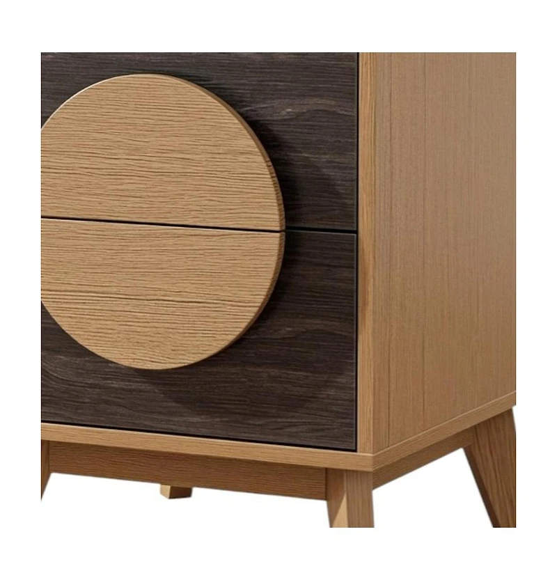 HomeRoots 21" Solid Wood Square Two Drawer Nightstand