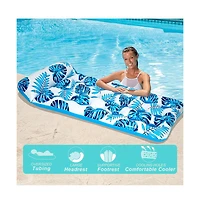 Cowin Inflatable Pool Float Mat 73"x34" Adult Lounger with Headrest Lounge Chair Floating