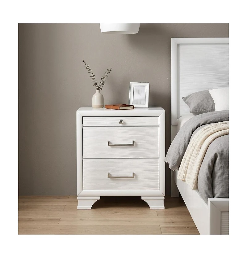 HomeRoots 27" Wood Two Drawer Nightstand