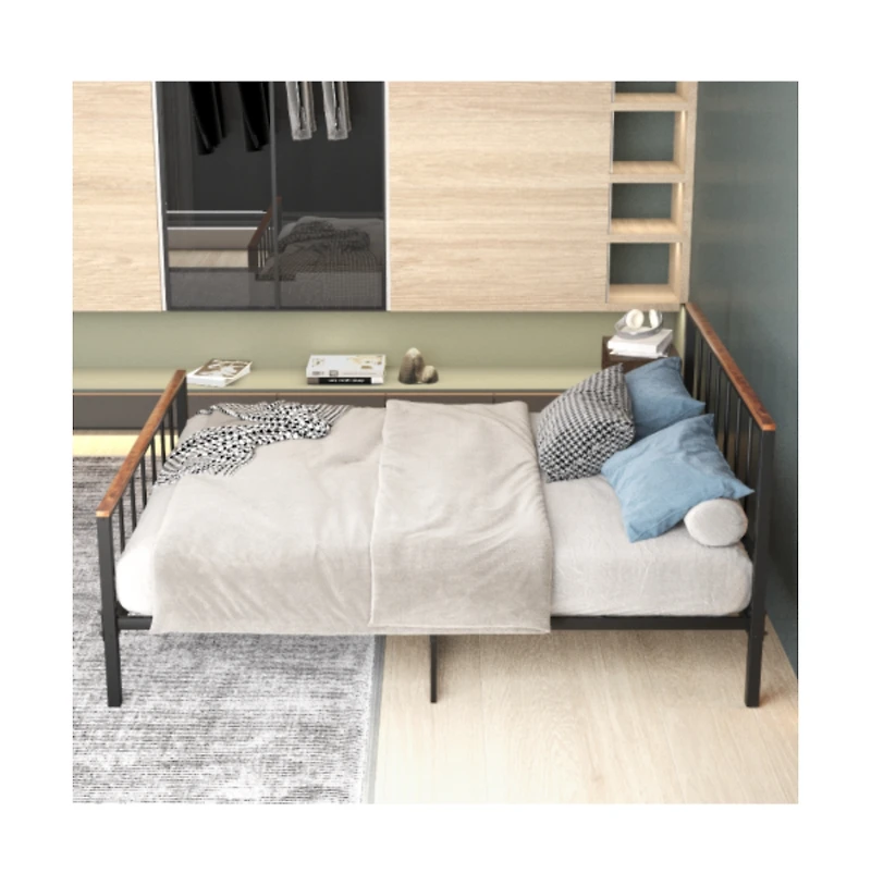 Lucky One Full Size Foldable Platform Bed Frame with Headboard and Footboard, Heavy Duty Metal Slats, No Box Spring Needed