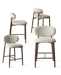Maison Boucle Set of 4 Upholstered Counter Stools with Back, 25.5" Seat Height