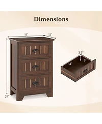 Slickblue 3 Drawer Wood Nightstand with Storage Bedside End Table for Bedroom