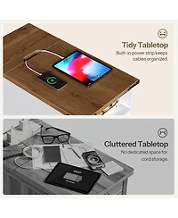 Slickblue Narrow Side Table with Built-In Charging Station for Living Room