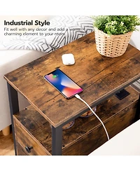Slickblue Set of 2 Side Tables with Charging Station for Bedroom and Living Room