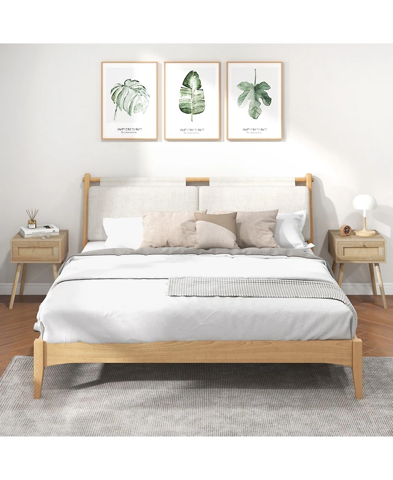 Slickblue Set of 2 Rattan End Tables with Drawer for Bedroom and Living Room