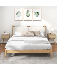 Slickblue Set of 2 Rattan End Tables with Drawer for Bedroom and Living Room